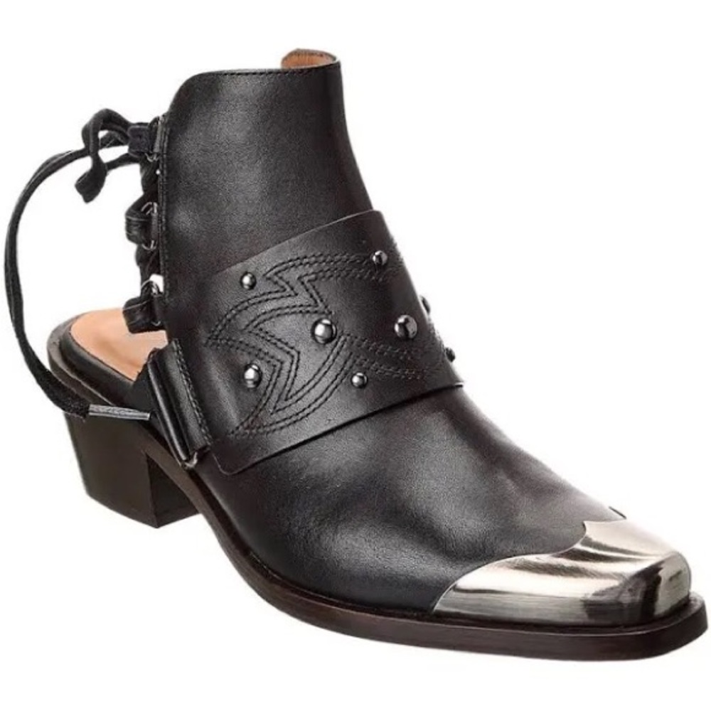 new FREE PEOPLE Rory GENUINE LEATHER boots booties in Black 6J5 269